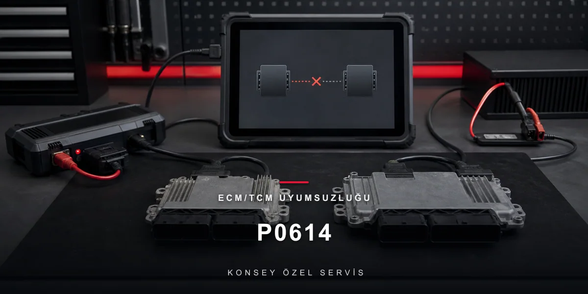P0614 Arıza Kodu: ECM/TCM Uyumsuzluğu — Boşanmış Beyinler için Konsey Özel Servis görseli