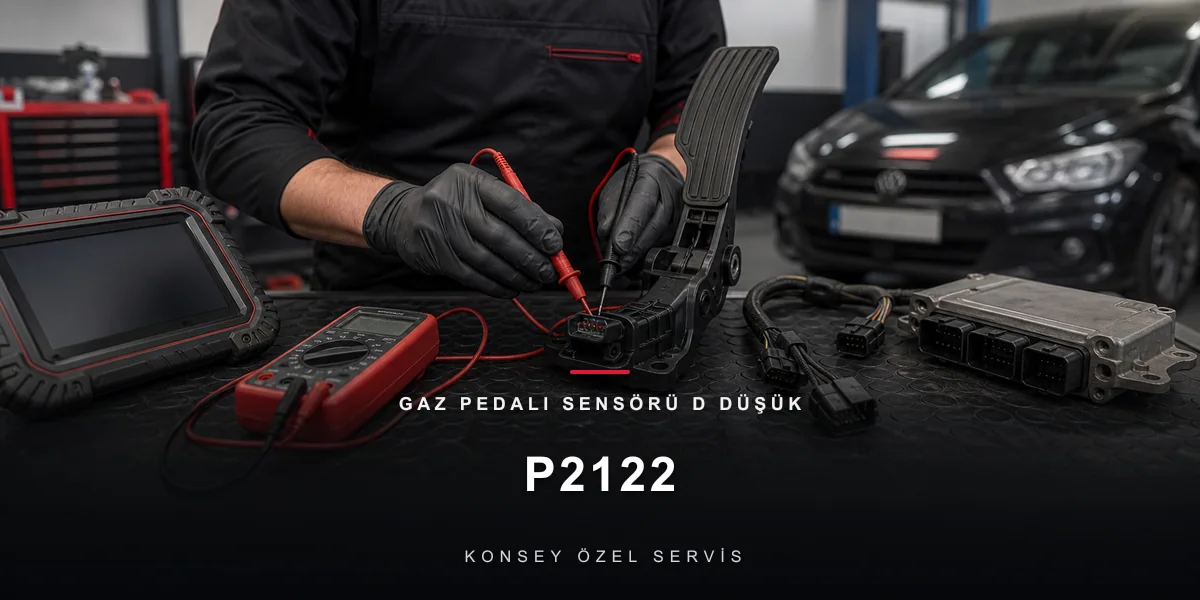 P2122 Arıza Kodu: Gaz Pedalı Sensörü D Düşük — Pedalın Yarım Sesi için Konsey Özel Servis görseli